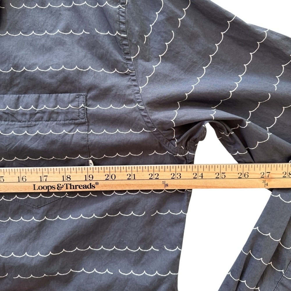 Reef XL Gray White Wave Print Button Up Long Sleeve Casual‎ Men's Shirt - Picture 5 of 12